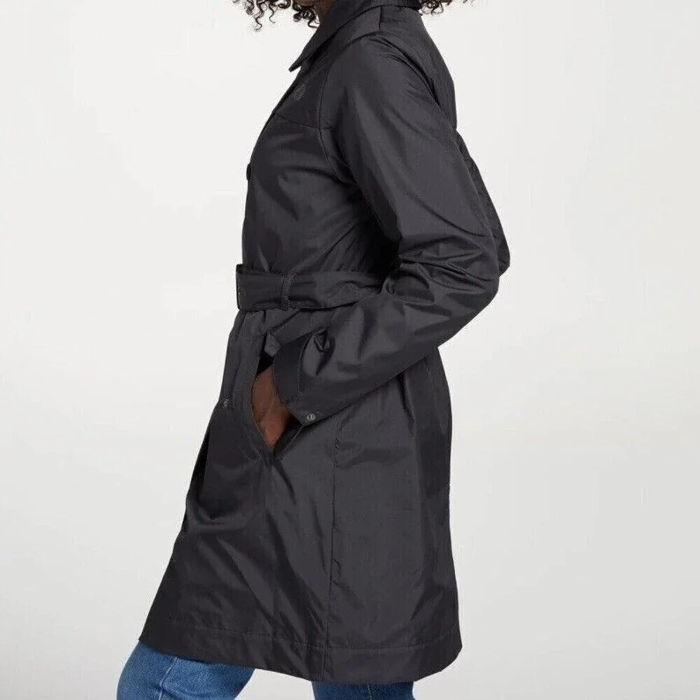 THE NORTH FACE CITY RAIN TRENCH Coat JACKET Belted WOMENs XS Black Nylon No Hood
